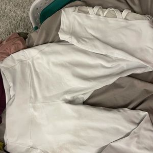 White mesh in crisscross side leggings